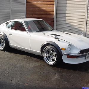 White 240Z with Work Meister 17"